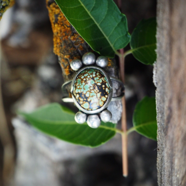 Green And Gold Hubei Turquoise Ring