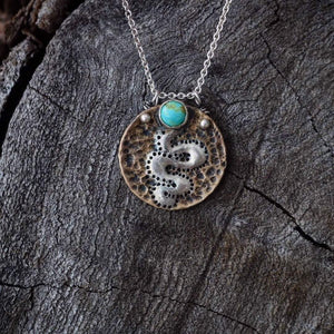 Sterling on Brass Turquoise Snake